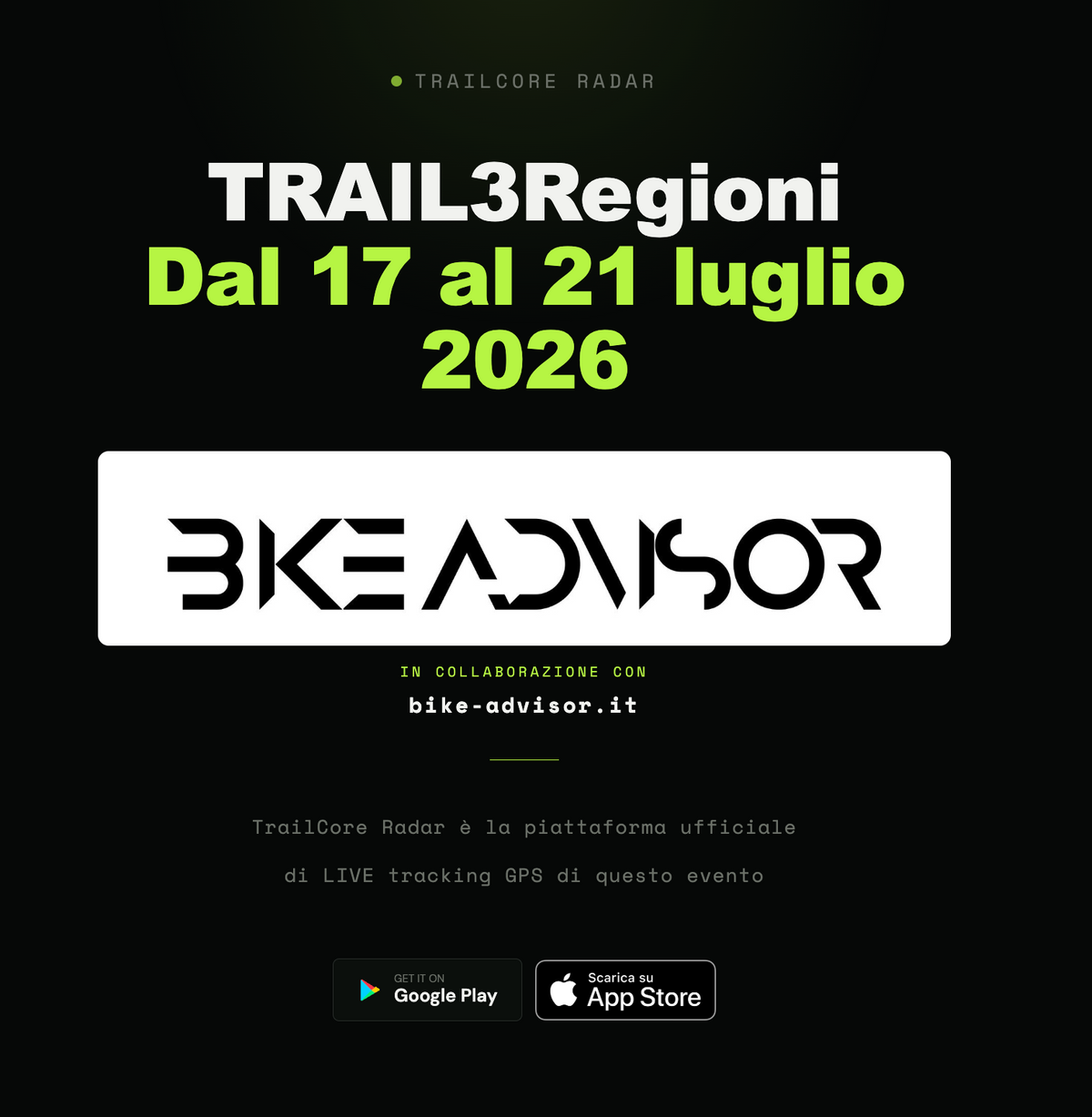 Trail3Regioni punta sulla tecnologia: tracking GPS in tempo reale con TrailCore RADAR